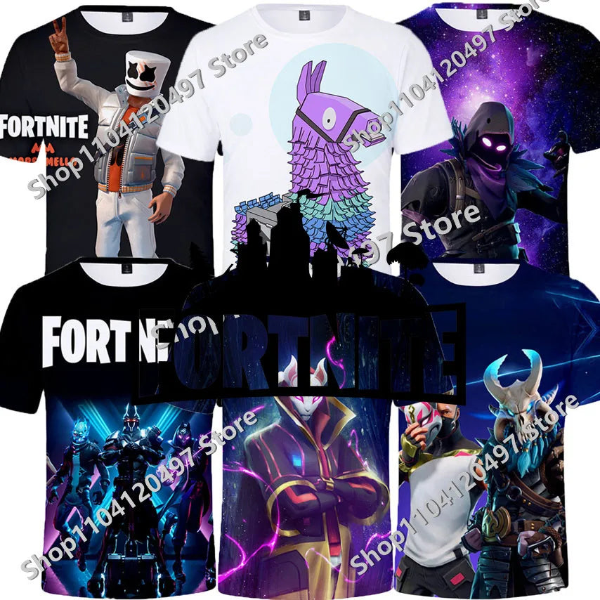 Japanese Anime Fortnite Summer T-shirt for Men and Women Battle Royale Short-Sleeved Casual Comfortable Loose Harajuku Streetwear