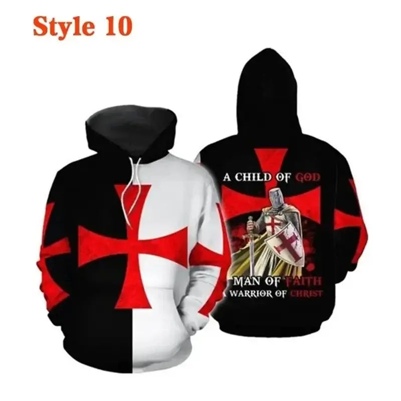 Produit gaming premium Fraquane, Knight Templar Mens Hoodie Sweatshirt 3d Printed Men Women Casual Hooded Sweatshirts Pullover Hip Hop Harajuku Streetwear Tops