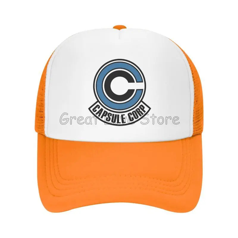 Capsule Corp Mesh-Baseballkappen Unisex-Hip-Hop-Trucker-Cap Anime DBZ Dad-Cap Verstellbare Rennkappe Sommer-Trucker-Snapback-Kappen