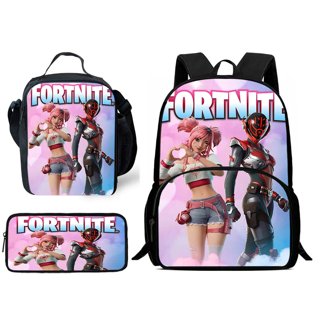 Hot Game Child Backpacks Lunch Bag Pencil Case Pupil Large Capacity School Bags Design-Fortnite For Boy Girl Best Gift