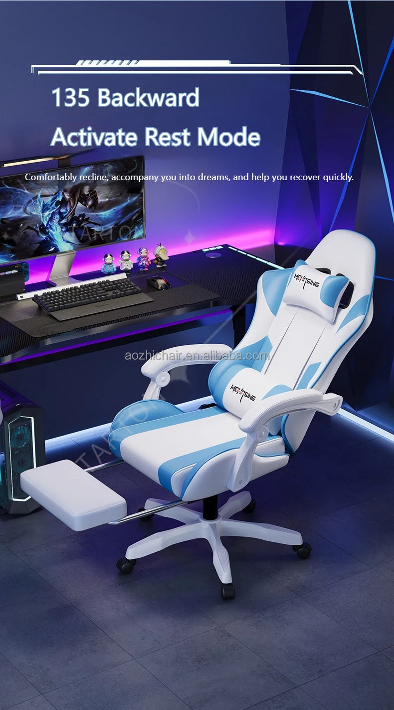 Ergonomisk gamingstol i moderne design med drejefunktion til kontor og hjem, e-sport-gamingstol med hjul, roterende computer-gamingstol