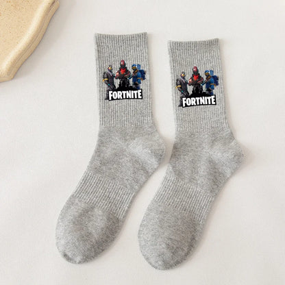 Fortnite-Socken mit Cartoon-Spielcharakter, lange Socken für Kinder und Schüler, einfarbige Baumwollsocken für Frühling und Herbst, Geburtstagsgeschenk