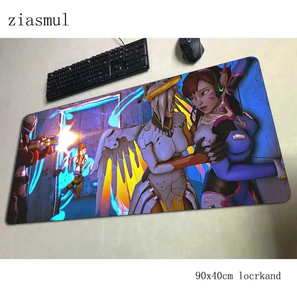 Tappetino per mouse Overwatch 90x40cm, tappetino gaming estetico, splendido tappetino personalizzato per gamer, base per mouse e tastiera PC