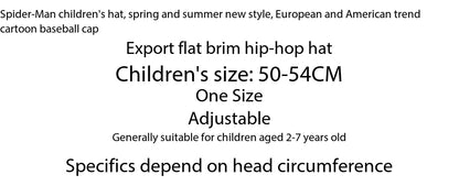 Marvel Spring/Summer New Children's Anime Spider Man Sunscreen Hat Baseball Hat Flat Edge Hip Hop Hat