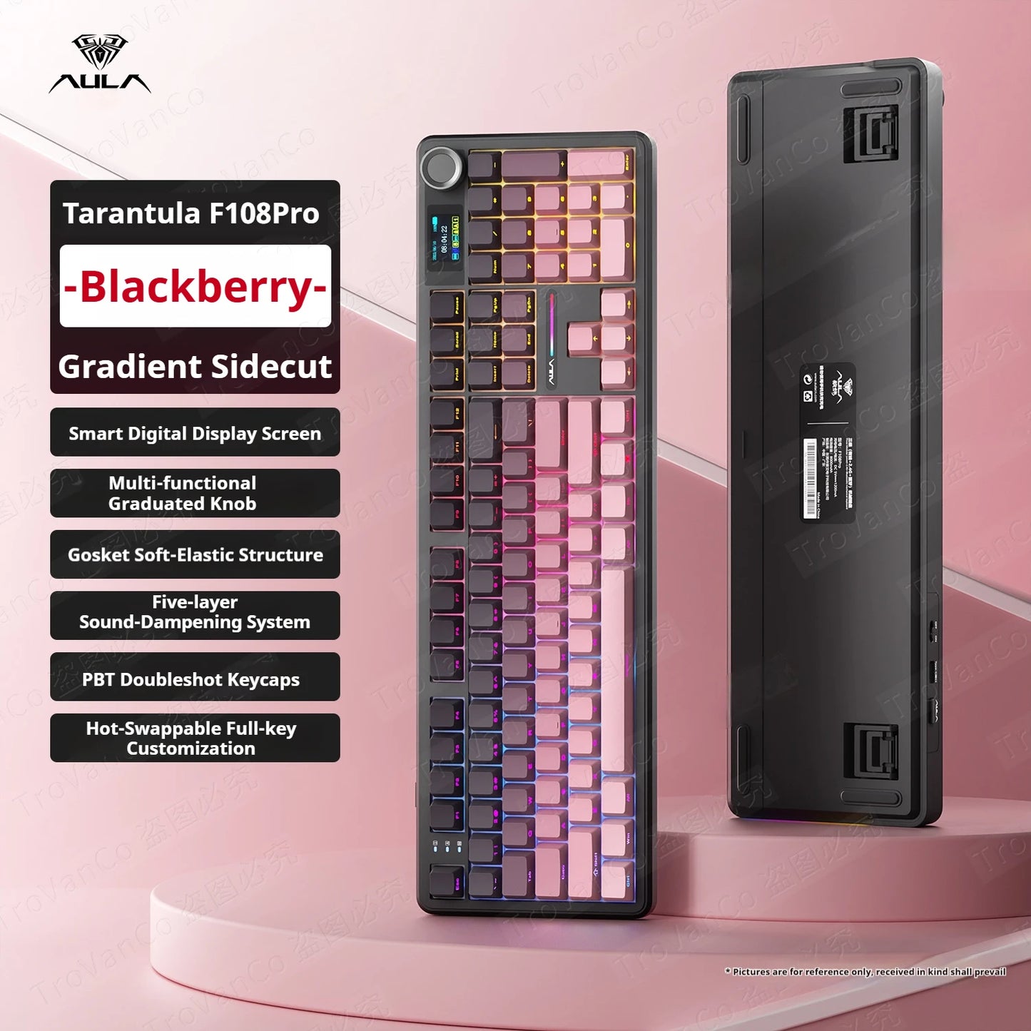 AULA F108 PRO Mechanical Keyboard Custom 100% Layout RGB Backlight Wireless Bluetooth Hifi Switch Gaming Keyboard
