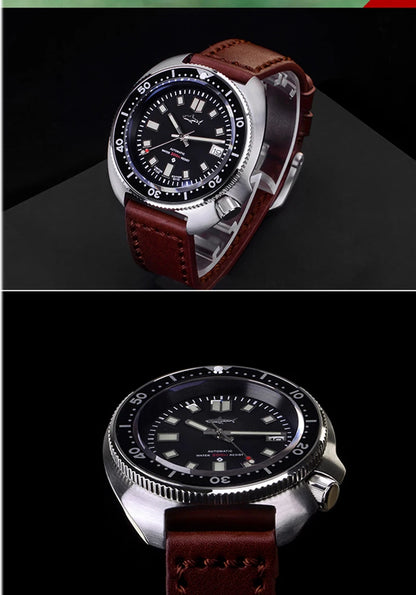 HEIMDALLR Turtle Mechanical Watch Men Captain Willard Watch Sapphire Crystal C3 Luminous NH35 Automatic Steel 200M Dive Watches