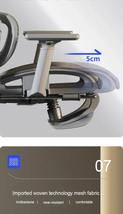Ergonomic Gaming Chair with Adjustable Footrest, Reclining Office Chair, Posture Support Computer Chair with 2D/3D Armrests for Home Office
