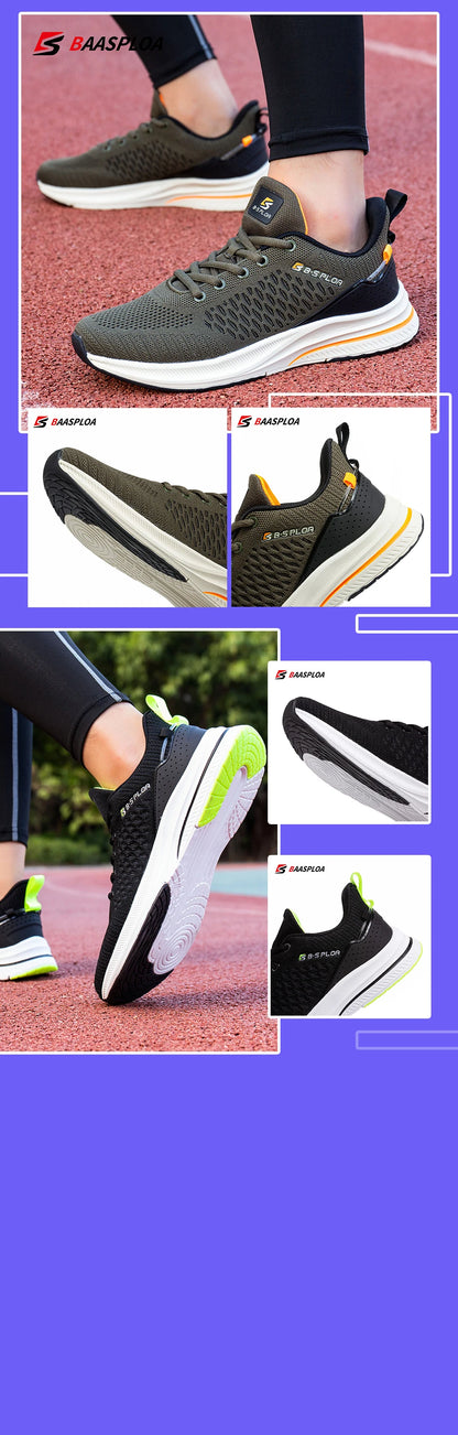 Baasploa Herren-Laufschuhe – Marke: Casual, leichte Designer-Jogging-Schuhe aus Mesh für Herren, atmungsaktive Sport- und Wanderschuhe mit Schnürung