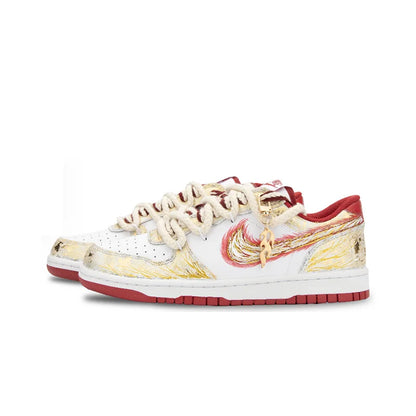 Prilagođene Nike tenisice Big Moon Over River & Blazing Apollo Gold Foil Craft, niskog kroj, za muškarce, s udubljenjem za prst, s podstavom od zlatne folije, za apsorpciju udaraca i otporne na habanje