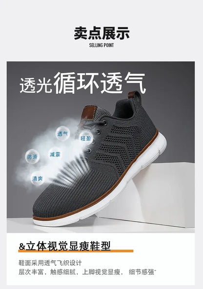 Casual Sneaker Shoes, Breathable Men's Walking Mesh, Soft Sole Outdoor Anti-Slip Travel Comfortable Running Shoes, Tenis Masculino
