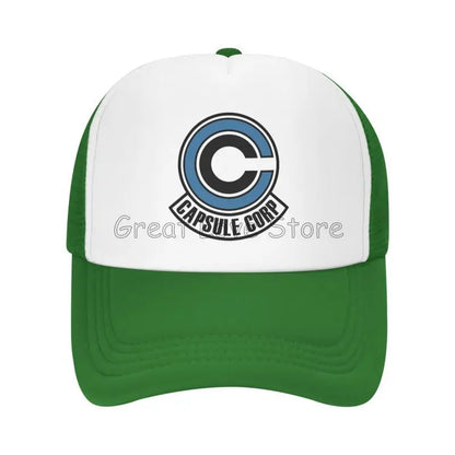 Capsule Corp Mesh-Baseballkappen Unisex-Hip-Hop-Trucker-Cap Anime DBZ Dad-Cap Verstellbare Rennkappe Sommer-Trucker-Snapback-Kappen