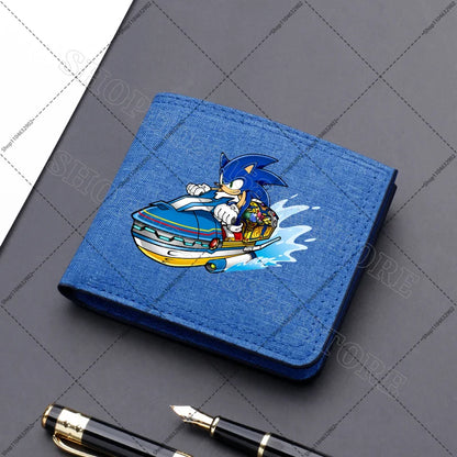 Sonics Mens Purses Men Wallets Cartoon Anime Graphic Print Cute Purse Portable Large Capacity Card Packs Birthday Party Gifts