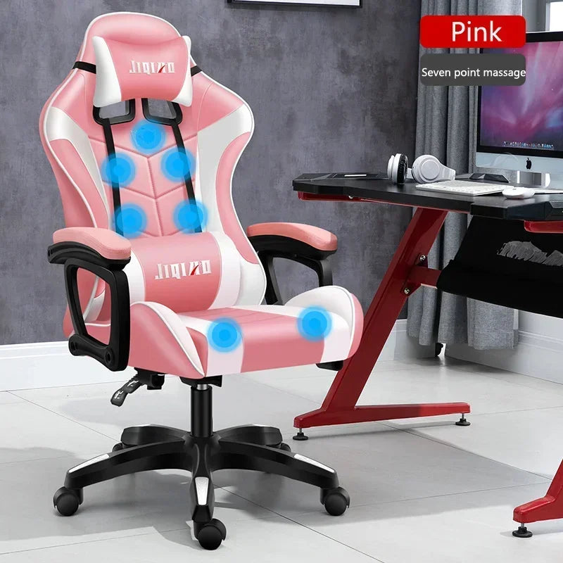 RGB Gaming Chair Ergonomic Computer Chair with Massage Function, Reclining Office Chair, Swivel Gamer Chair with Adjustable Height and Armrests