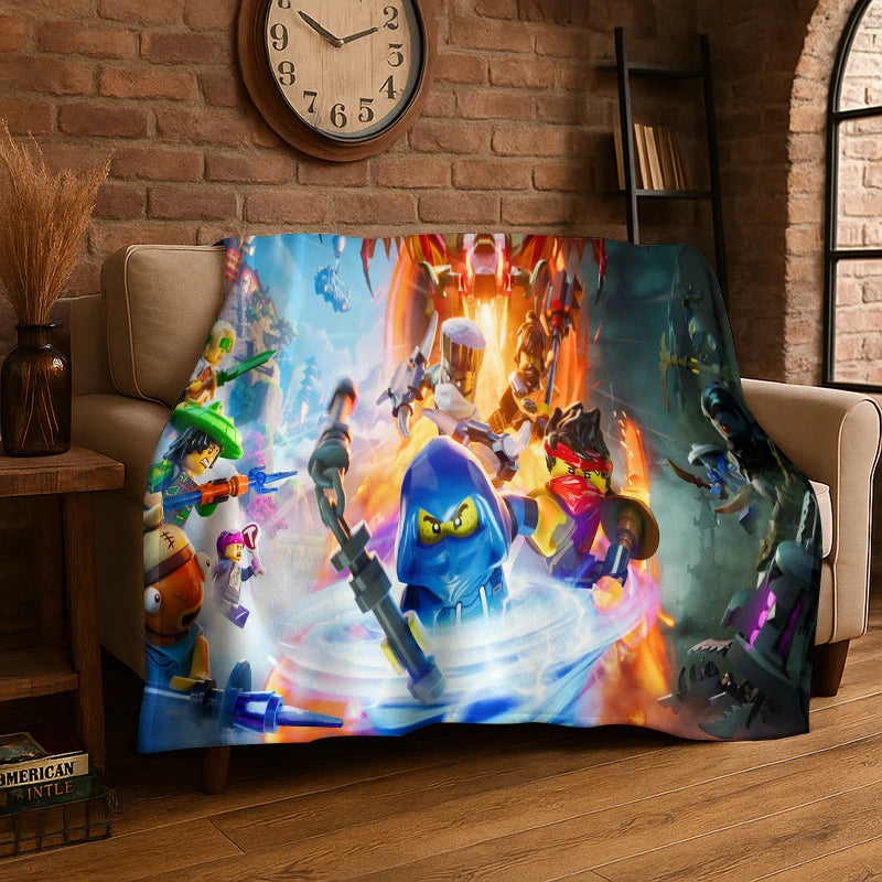 Cartoon F-Fortnite Game Gamer Flannel Blanket Soft Warm Throw Blanket for Bedroom Living Room Bed Travel Camping Picnic Gift