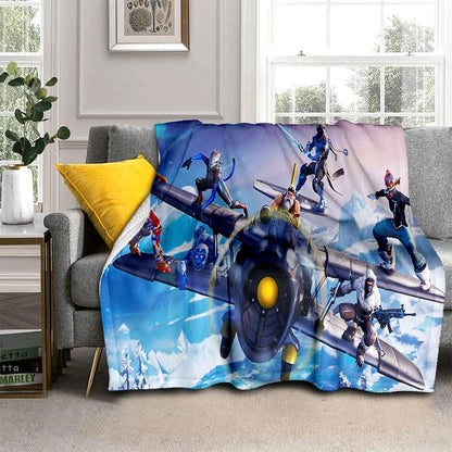 3D F-Fortnites Cartoon Game Flannel Blanket Soft Warm Throw Blanket for Bedroom Living Room Bed Travel Camping Picnic Gift