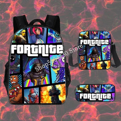 Fortnite 3PCS Backpack for Boys Victory Game 16 Inch Water Resistant Preschool Knapsack Cool Elementary School Backpacks