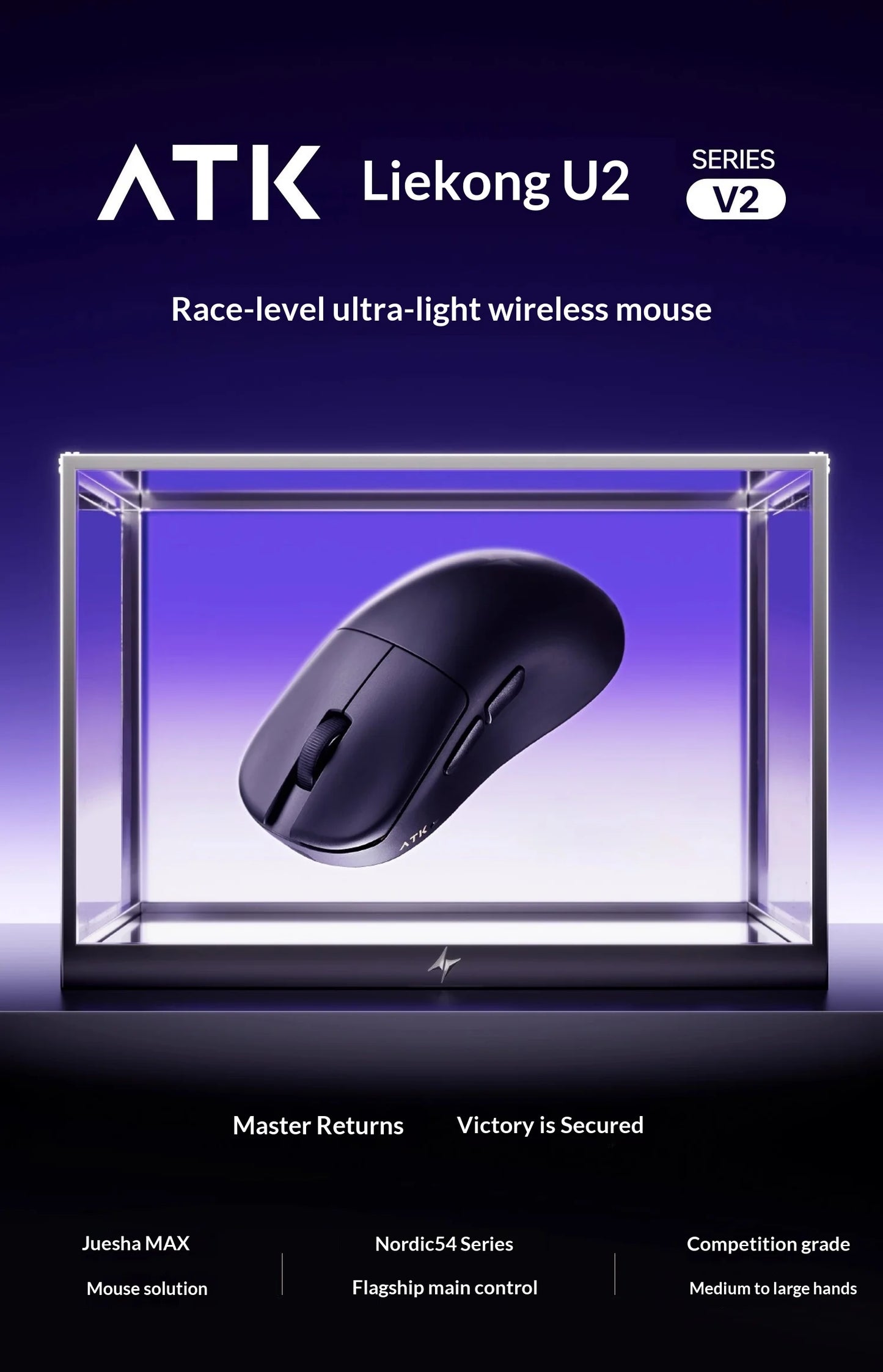 NEW ATK U2 V2 Mini Ultimate Wireless Gaming Mouse Tri-model Lightweight PAW3950Ultra 8KHz 500mAh Custom Ergonomic E-sports Mouse