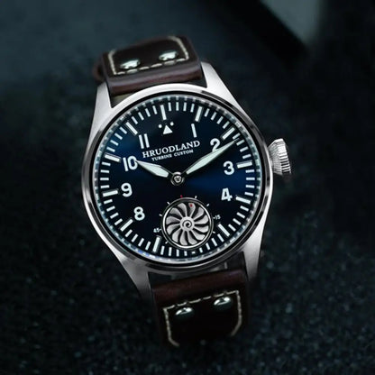 Hruodland 2025 New Men's Mechanical Watch Seagull ST3620 Retro Pilot 43MM Bgw-9 Luminous Sapphire Crystal Turbine Reloj Hombre