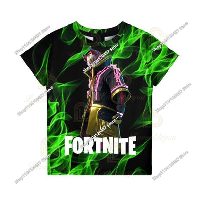 Аниме Fortnite тениски за момичета, тениска за момчета, бели тениски с анимационен принт, летни бебешки тениски, сладки горнища с принт, костюм