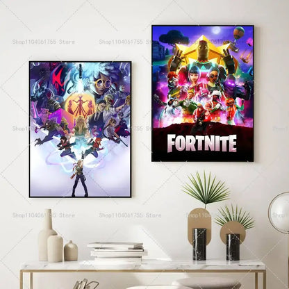 F-Fortnites-Game Popular Poster Self-adhesive Art Waterproof Paper Sticker Coffee House Bar Room Wall Decor