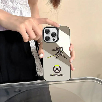 „Game O-Overwatch“ pikselinio stiliaus telefono dėklas iPhone 17 16 15 14 13 12 11 Pro MAX, matinis, atsparus smūgiams, nugarėlės apsauga nuo kritimų