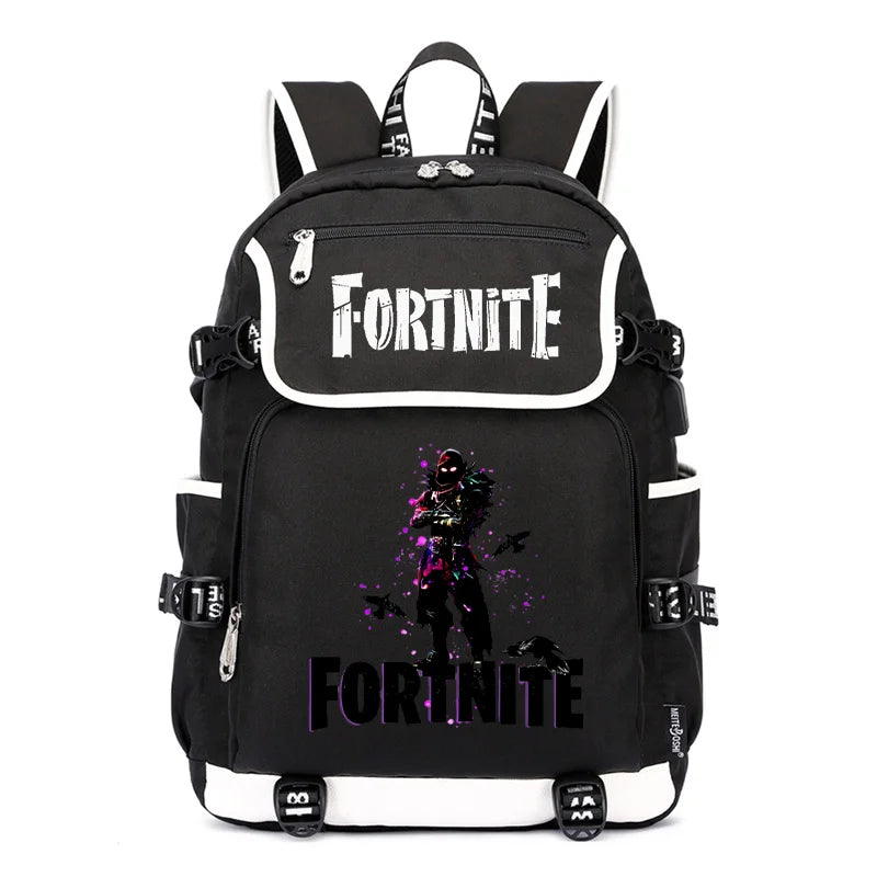 Fortnites раница с голям капацитет, ежедневна чанта за рамо с USB порт, унисекс аниме ученическа раница, нов стилен подарък за канцеларски принадлежности