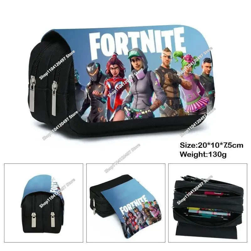 Fortnite Kids Pencil Bags Multifunctional Stationery Box Children's Large Capacity Double Layer Stationery Bag