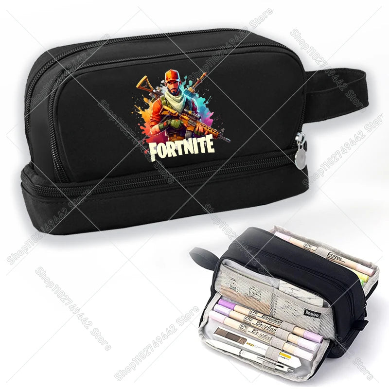 Game Anime Fortnites Student Pencil Case Cute Boy Girl Pencil Bag High-capacity Pencil Case Nylon Pen Case School Kids Stationery
