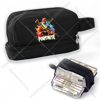 Game Anime Fortnites Student Pencil Case Cute Boy Girl Pencil Bag High-capacity Pencil Case Nylon Pen Case School Kids Stationery