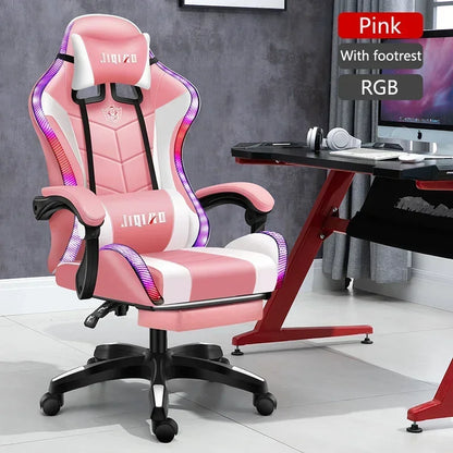 RGB Gaming Chair Ergonomic Computer Chair with Massage Function, Reclining Office Chair, Swivel Gamer Chair with Adjustable Height and Armrests