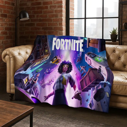 3D F-Fortnite Game Cartoon Flannel Blanket Soft Warm Throw Blanket for Bed Bedroom Room Living Room Travel Camping Kids Gift