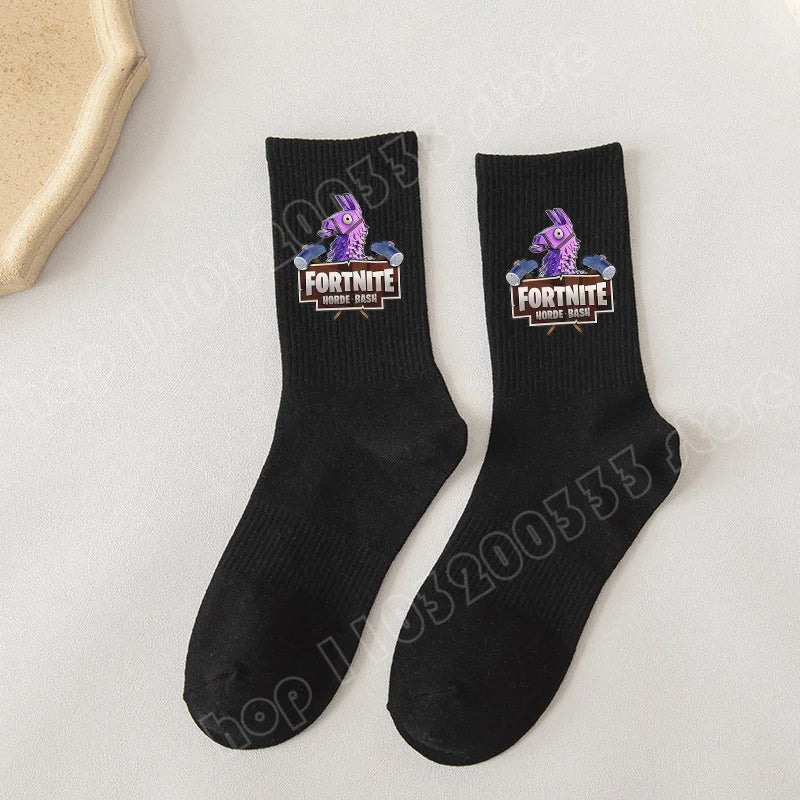 Fortnite-Socken mit Cartoon-Spielcharakter, lange Socken für Kinder und Schüler, einfarbige Baumwollsocken für Frühling und Herbst, Geburtstagsgeschenk