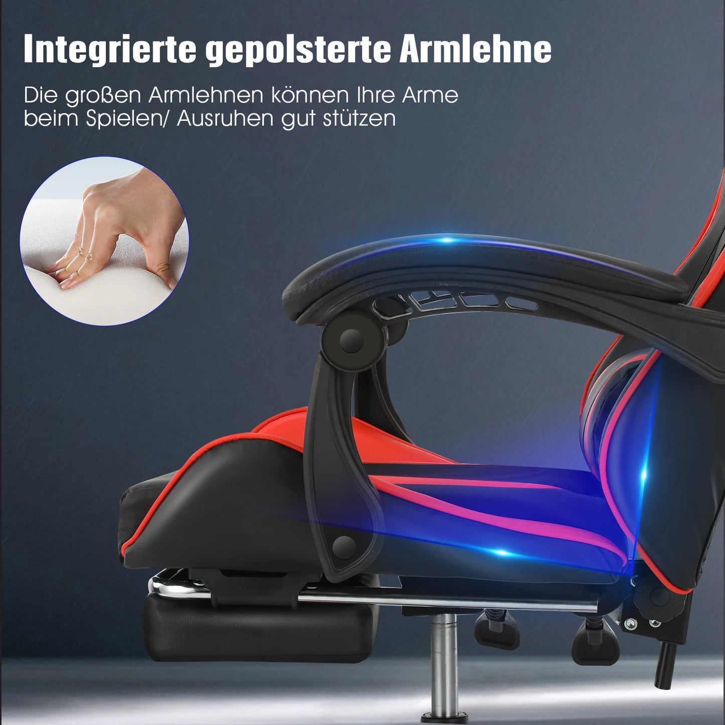 Ergonomic Gaming Chair with Massage Function, Adjustable Reclining Computer Chair with Footrest, Lumbar Support, Headrest & Armrests