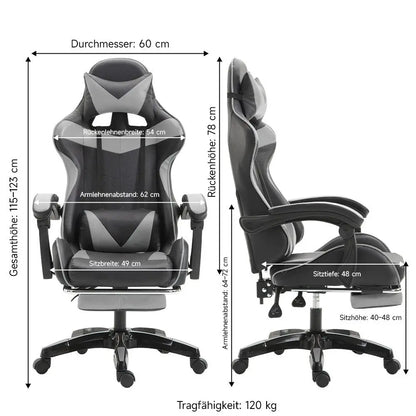 Silla gaming Sillón gaming Silla de oficina ajustable en altura con función reclinable ajustable, orejas de gato y cojines
