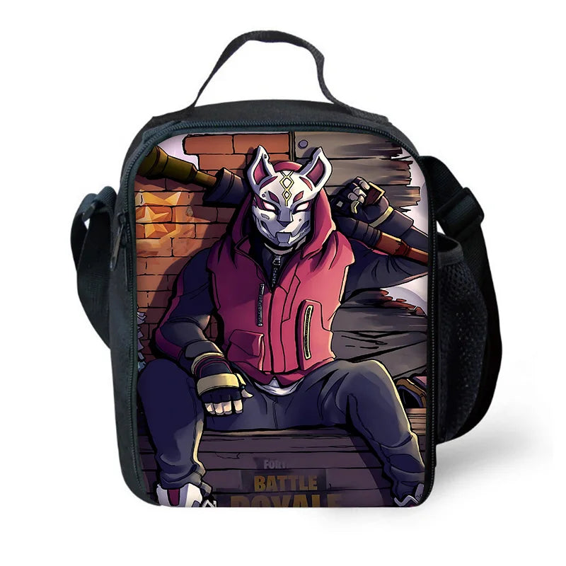 Hot Game Fortnite Child Insulated Large Capacity Bag for Boy and Girl Student Outdoor Picnic Reusable Thermal Cooler Lunch Box