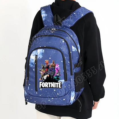Раница Fortnite Starry Sky с голям капацитет, водоустойчива чанта за лаптоп с принт на игрови персонаж, ученическа раница за момчета и момичета за връщане в училище