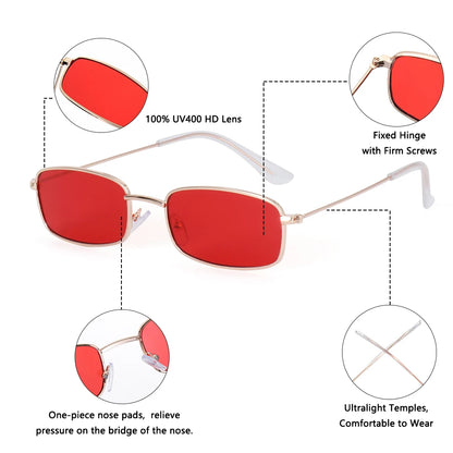 Fashion Small Rectangle Sunglasses Men Women Vintage Square Driving Sun Glasses Luxury Brand Metal Frame Eyewear