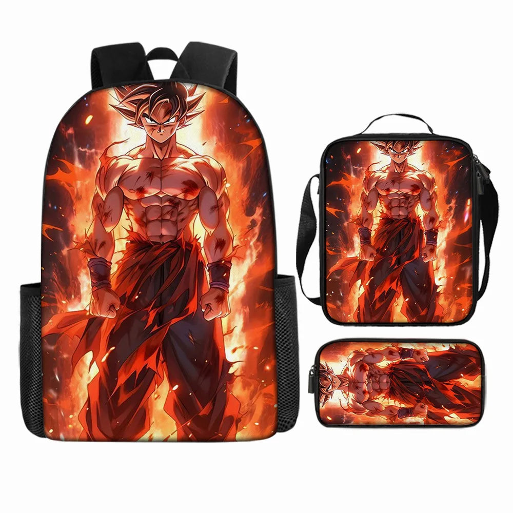 Dragon Ball 3Pcs/Set Backpacks Goku Vegeta Cartoon Print Lunch Bag Pencil Bags Student Casual School Bags Return To School Gift