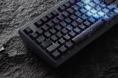 Teclas PBT transparentes con degradado galaxia morado y grabado lateral, 135 teclas, compatibles con teclado mecánico de 60/64/84/98/108 teclas