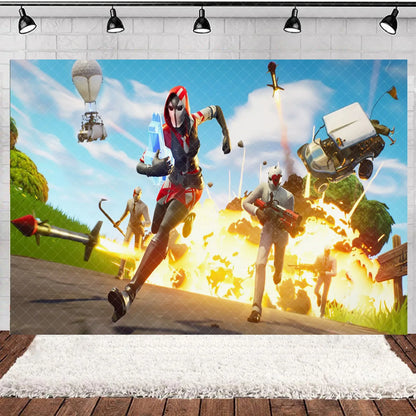 Fortnite Theme Happy Birthday Party Decoration Backdrop Shooting Game Alpaca Llama Supplies Background Baby Shower Kid Gifts