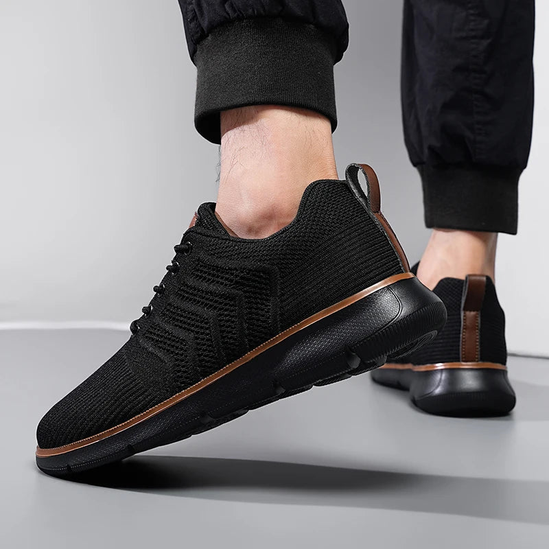 Casual Sneaker Shoes, Breathable Men's Walking Mesh, Soft Sole Outdoor Anti-Slip Travel Comfortable Running Shoes, Tenis Masculino