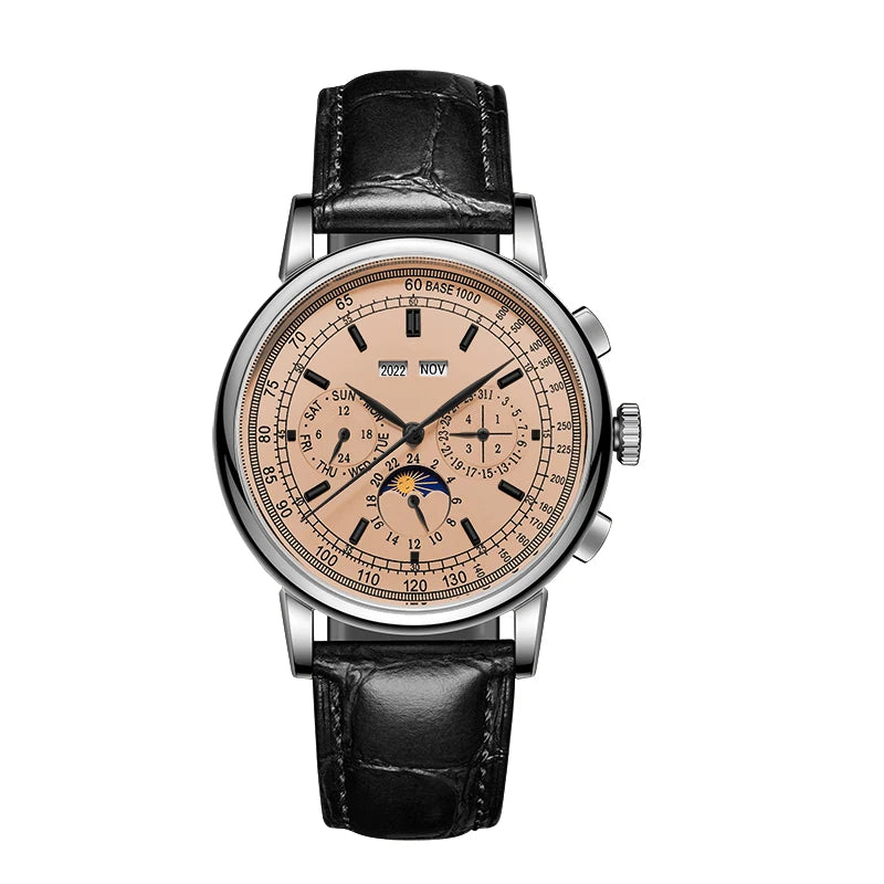 Custom Logo Diy Automatic Mechanical Watches For Man Business Multification Date Day Month Year 316L Mechanical Men's Watches