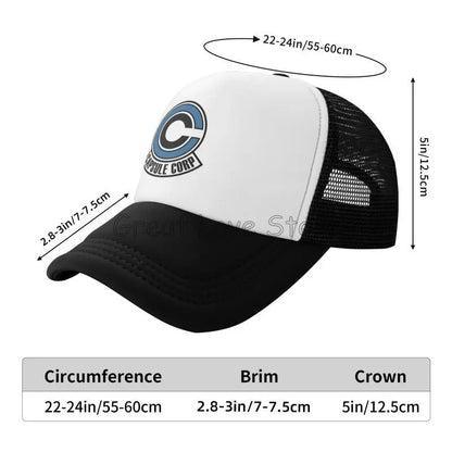 Capsule Corp Mesh-Baseballkappen Unisex-Hip-Hop-Trucker-Cap Anime DBZ Dad-Cap Verstellbare Rennkappe Sommer-Trucker-Snapback-Kappen