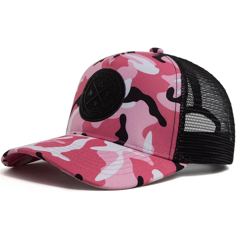 Summer Mesh Baseball Cap Women Men ENJOY LIFE Letter Patch Snapback Hat Casual Breathable Unisex Street Hip Hop Trucker Caps