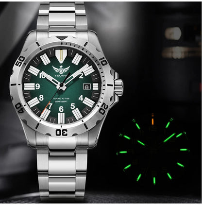 YELANG V1036 42mm Men Quartz Watch Luminous 10 Years Lithium Movement Rotated Dial 30ATM 300m Waterproof Military Style Watches