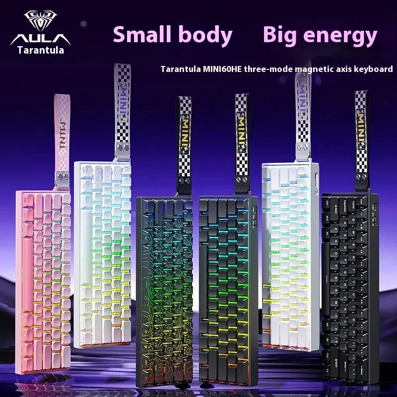 AULA Mini60 HE Magnetic Switch Keyboard RGB Tri Mode Wireless Mechanical Keyboard 8000Hz 0.01mm RT Gaming Keyboard Gamer Gifts