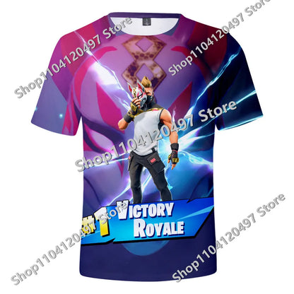 Japanese Anime Fortnite Summer T-shirt for Men and Women Battle Royale Short-Sleeved Casual Comfortable Loose Harajuku Streetwear