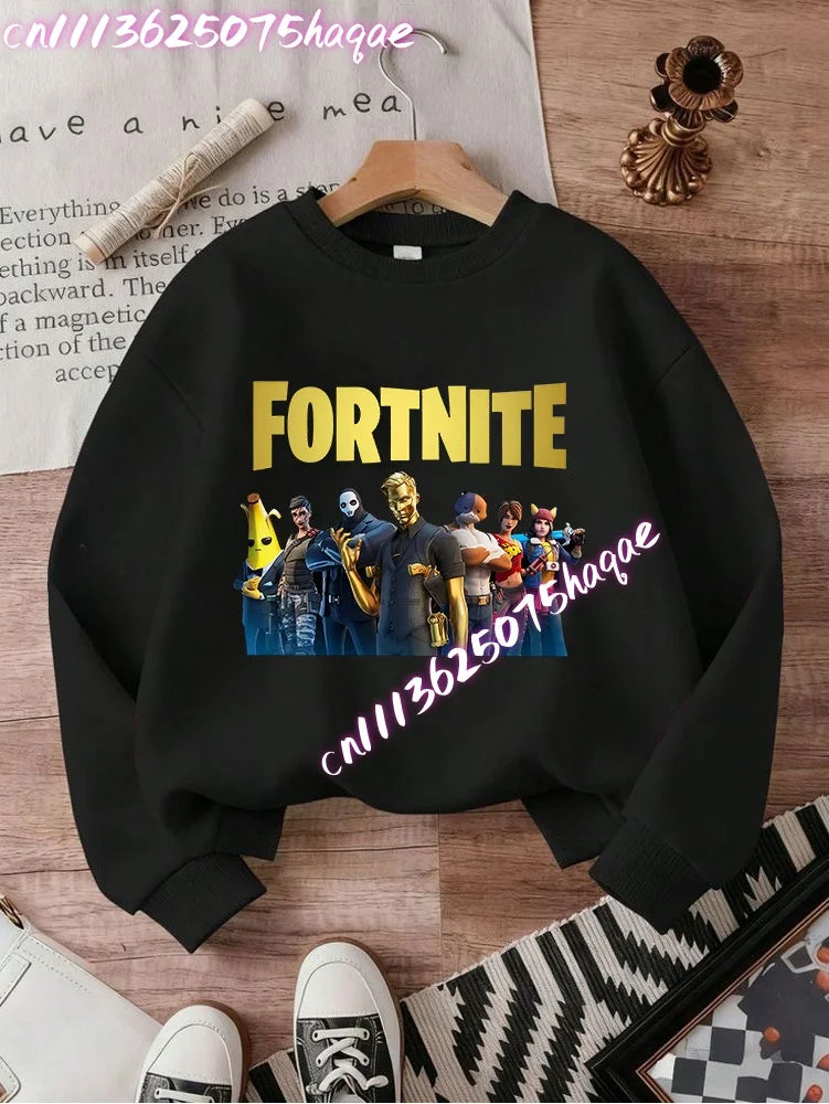 Fortnite Series Kids Sweatshirts Trendy Boys Girl Long Sleeves Pullover Tops Autumn Winter Cartoon Child Clothes Birthday Gifts
