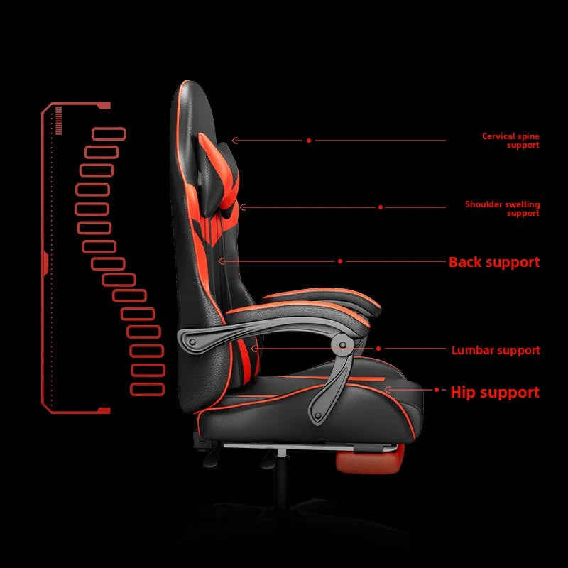 Sedia da gaming ergonomica per computer e scrivania, poltrona reclinabile per home office con supporto lombare per sessioni prolungate, sedia da gioco