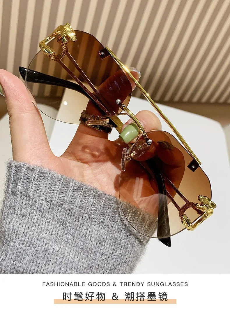 Rimless Women Sunglasses Luxury Designer Vintage Uv400 Men Sun Glasses Lunette Shades De Soleil Femme Gafas De Sol Mujer Lentes